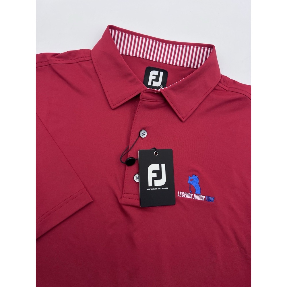 FootJoy Polo Shirt Men M Crimson Short Sleeve FJ Performance Legends Junior Tour